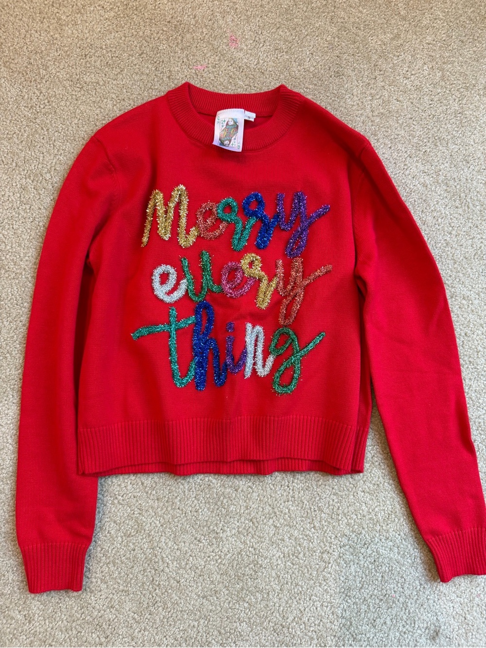 QUEEN OF SPARKLES Red 'Merry Everything' Kids Sweater